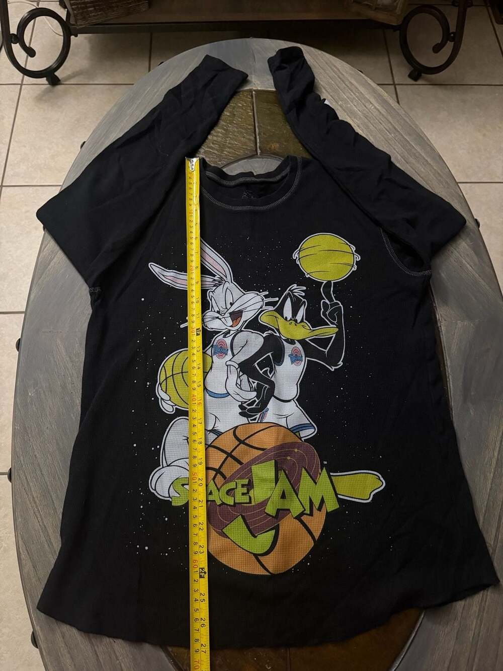 Space Jam Long Sleeve Thermal Shirt Size M Black Looney Tunes